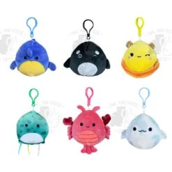 Squishmallow 3.5 Inch Clip Sea Life Squad Set Of 6 - Swish, Kai, Bijan, Forina, Lorono, Laslow