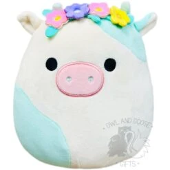 Squishmallow 8 Inch Belana The Cow With Flower Headband Plush Toy