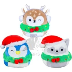 Squishmallow 8 Inch Christmas Wreaths Set Of 3 - Dawn, Puff, Gracelynn